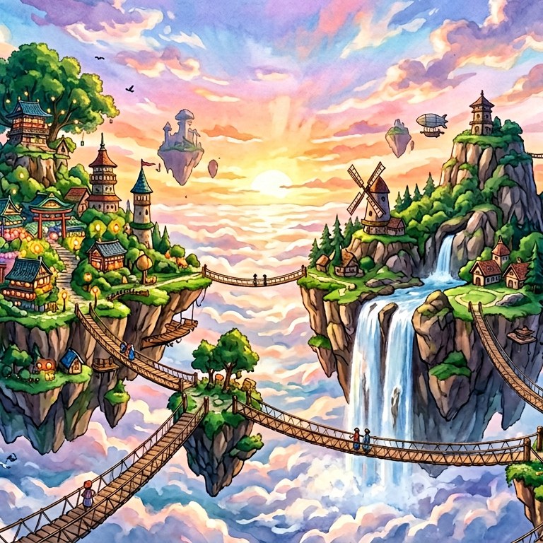 Floating Islands - 225 piece jigsaw puzzle | Fantasy