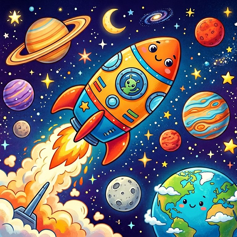Space Rocket - 9 piece jigsaw puzzle | Kids