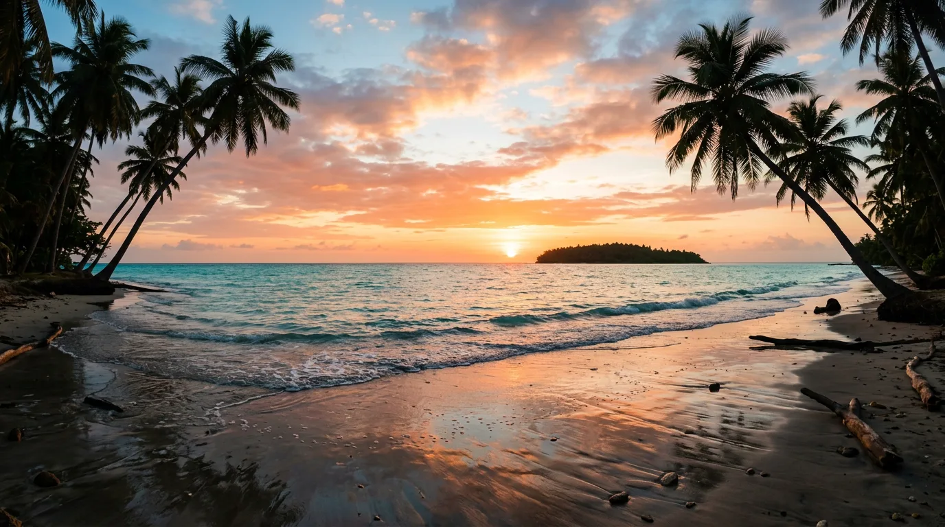 Tropical Beach Sunset - 16 piece jigsaw puzzle | Nature
