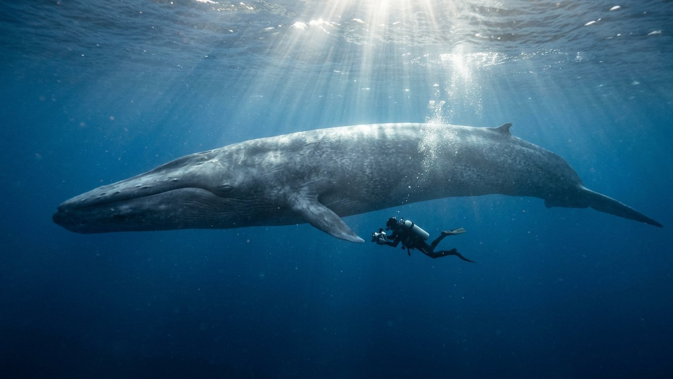 Blue Whale Underwater - 100 piece jigsaw puzzle | Underwater